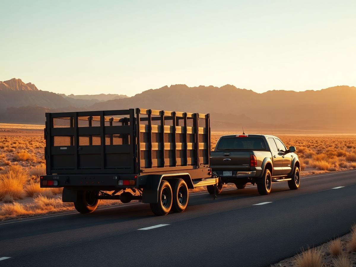 Utility trailer ready for delivery on a rural road in the Heber Valley, Utah